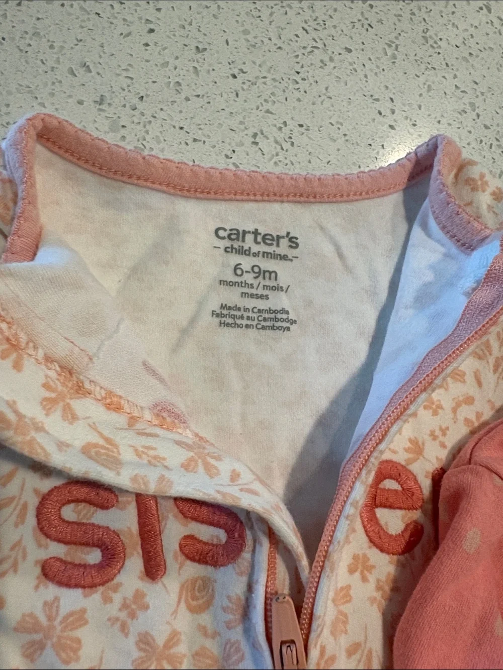 Carter's Pink & Pink and White Print “Little Sister